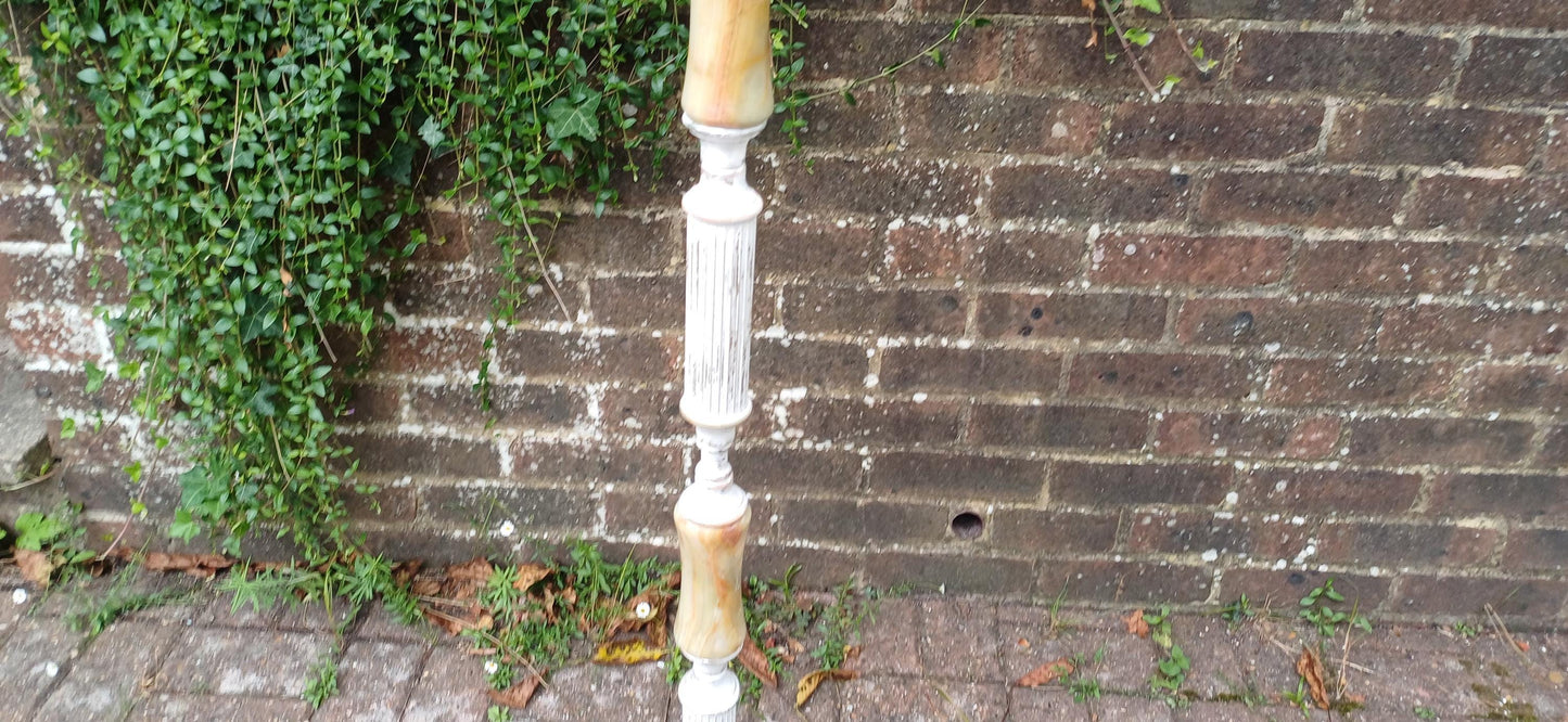 Quirky and Unique Vintage Retro Onyx and Painted Shabby Chic Standard Lamp in Working Order. Upcycled.