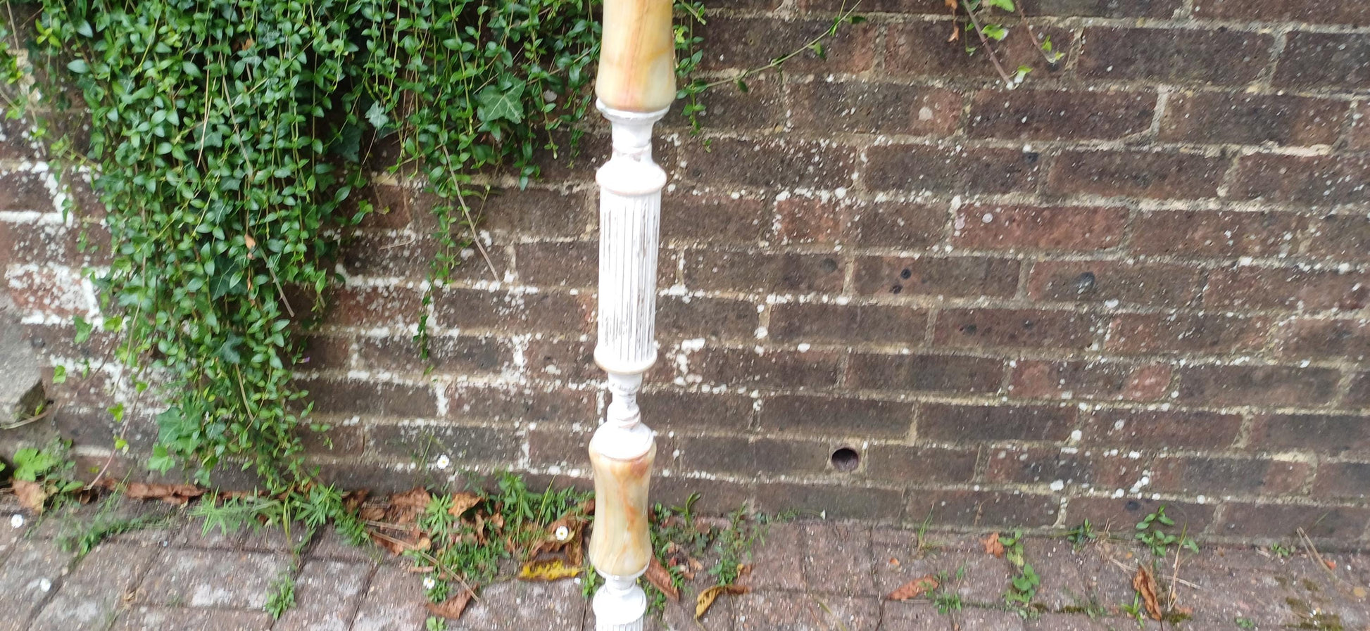 Quirky and Unique Vintage Retro Onyx and Painted Shabby Chic Standard Lamp in Working Order. Upcycled.