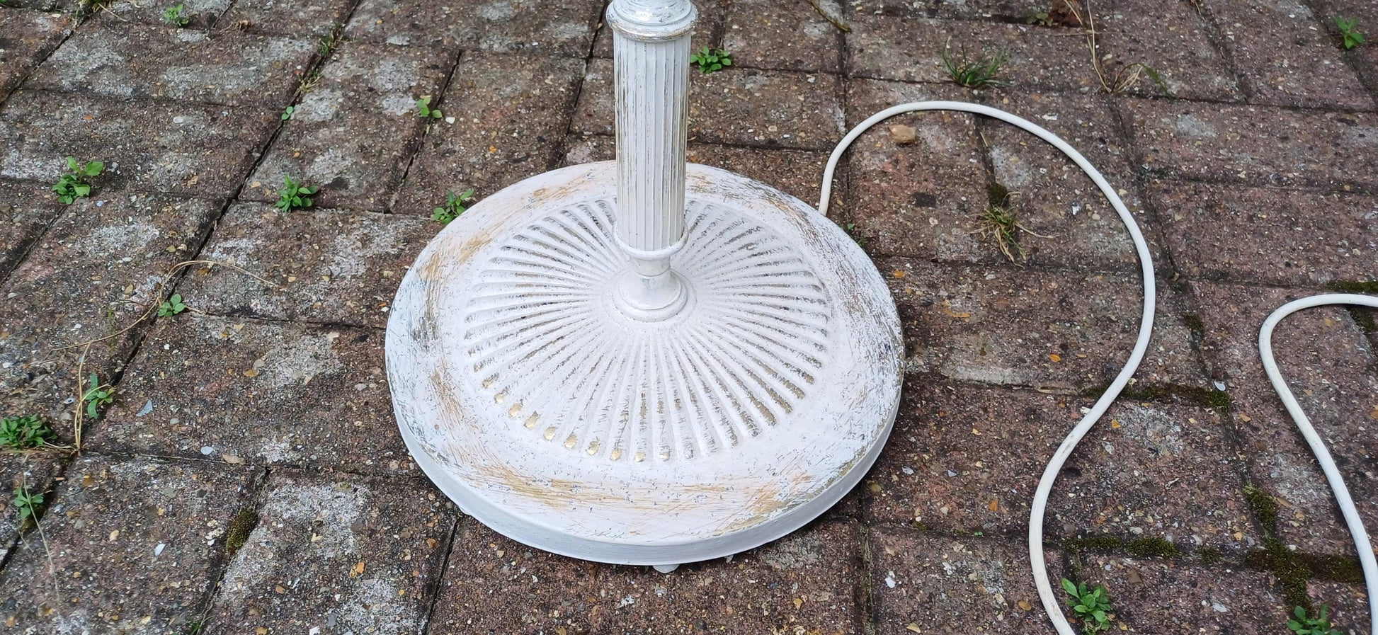 Quirky and Unique Vintage Retro Onyx and Painted Shabby Chic Standard Lamp in Working Order. Upcycled.