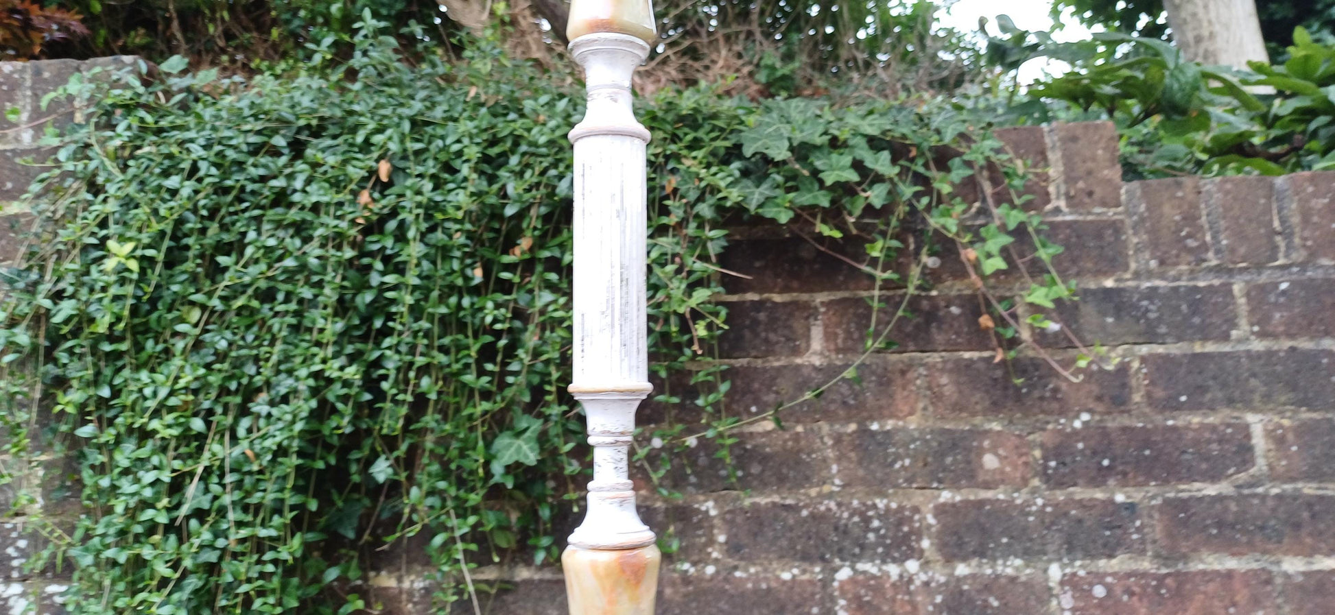 Quirky and Unique Vintage Retro Onyx and Painted Shabby Chic Standard Lamp in Working Order. Upcycled.