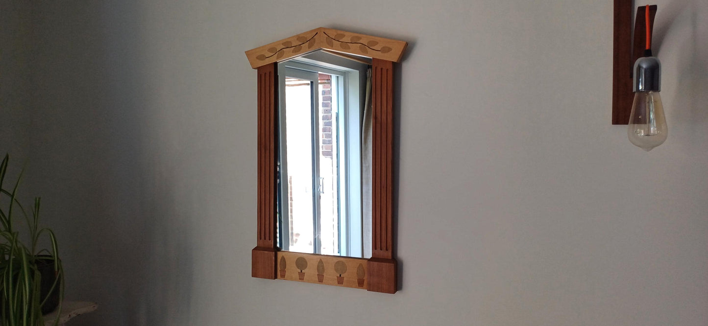 Vintage Style Quality Modern Inlaid Decorative Mirror Hardwood Shrubs and Leaves Garden Gardening.
