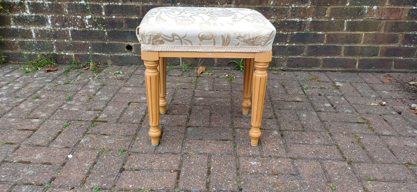 Solid Solid Beech Vintage Style Upholstered Stool