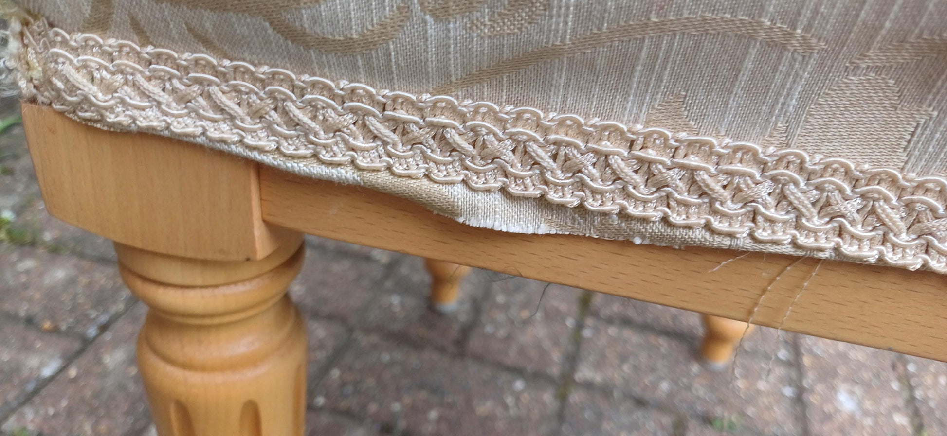 Solid Solid Beech Vintage Style Upholstered Stool
