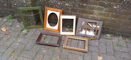 Collection of Wooden Vintage Pictures Picture Frames Framing Frame Photo Photograph Artist Upcycling Project.