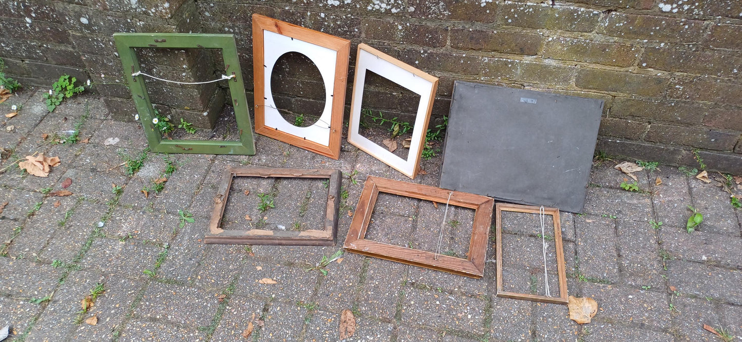 Collection of Wooden Vintage Pictures Picture Frames Framing Frame Photo Photograph Artist Upcycling Project.