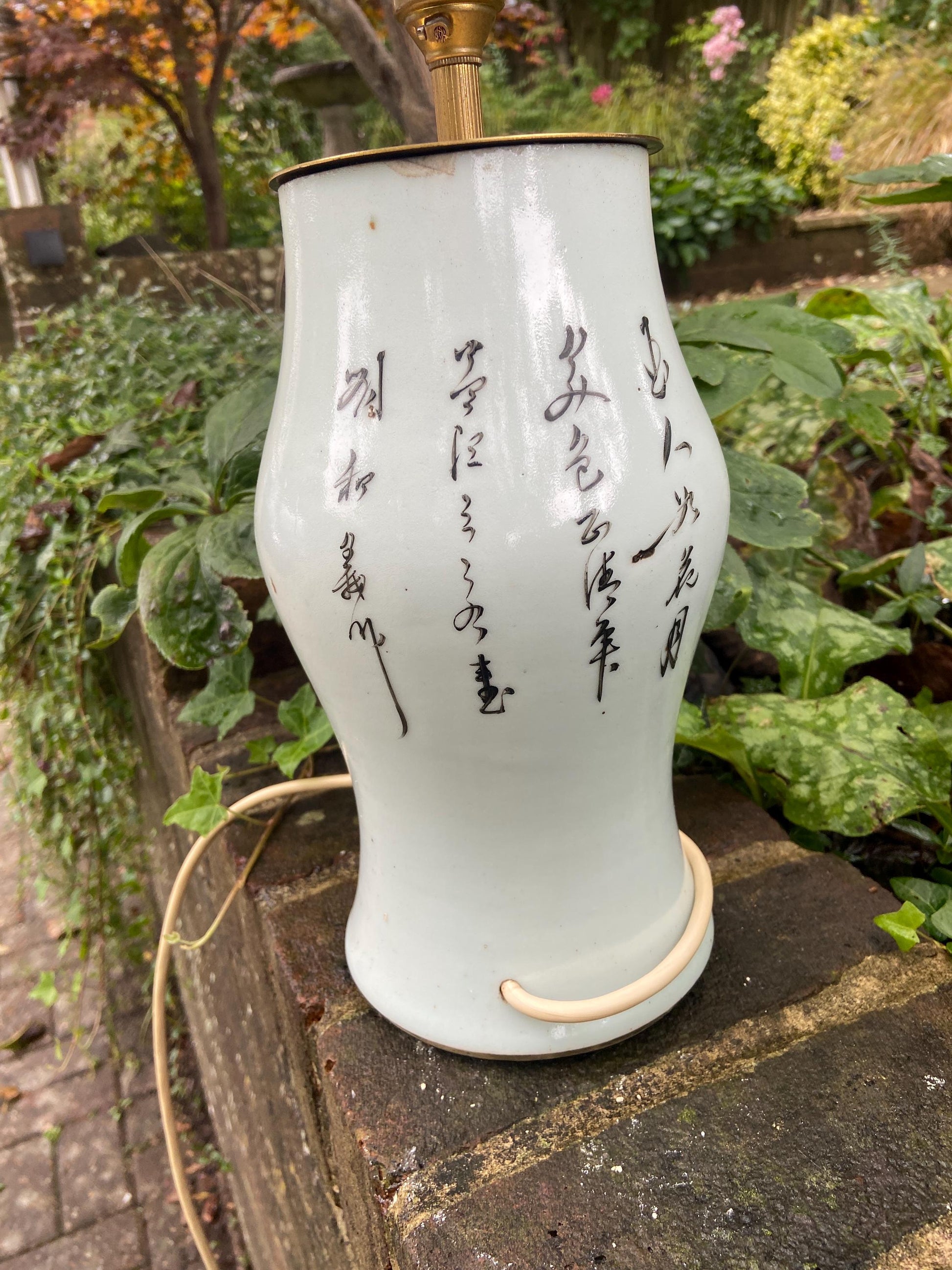 Early 20th Century Japanese oriental hand painted table lamp, Geisha - working condition