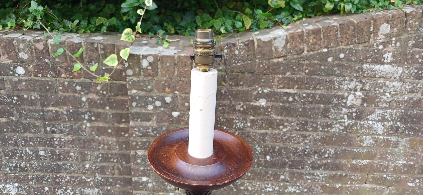 Quality Vintage Mahogany Carved and Fluted Standard Lamp Working. Victorian Style.