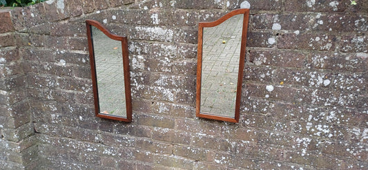 Quirky Pair of Upcycled Early 20th Century Shaped Mahogany Wall Mirrors.