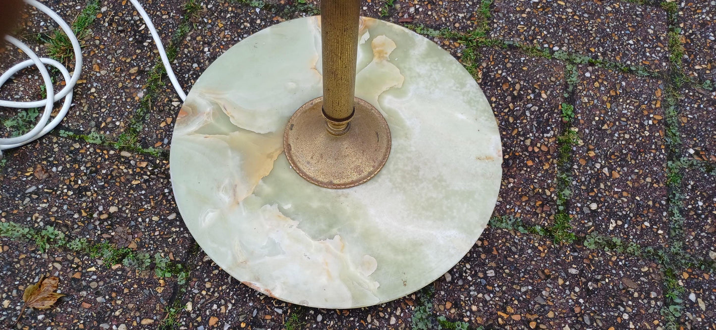 Kitsch Vintage 60s or 70s Retro Marble and Brass Standard Lamp Working.