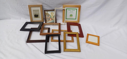 Collection of 12 Vintage Pictures Picture Frames Framing Glazed with Boarded Backings Frame Photo Photograph Artist Upcycling Project.