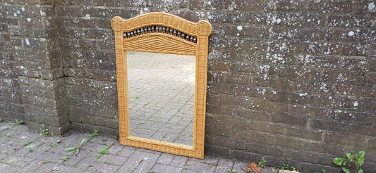 Large Bamboo Rattan Wicker Cane Decorative Wall Mirror 100 x 70 cm
