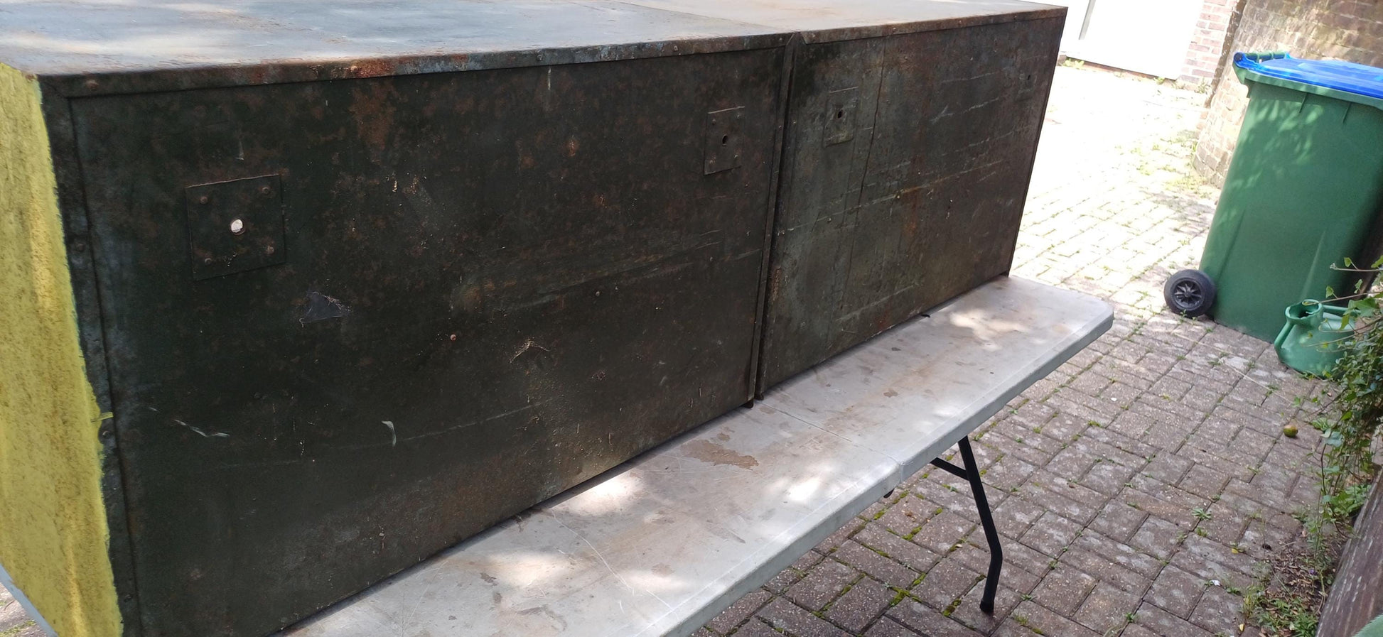 Pair of Industrial Metal Painted Storage Cupboards Project Freestanding or Wall Hanging.