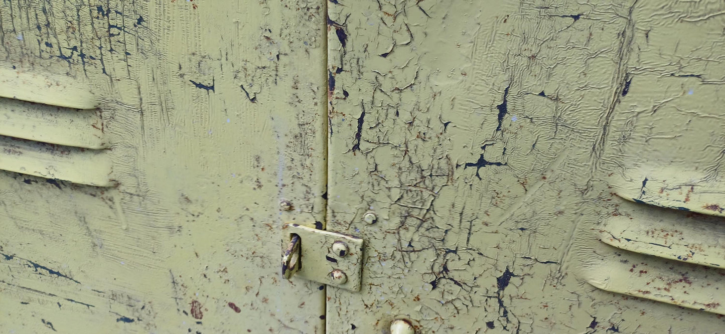 Pair of Industrial Metal Painted Storage Cupboards Project Freestanding or Wall Hanging.
