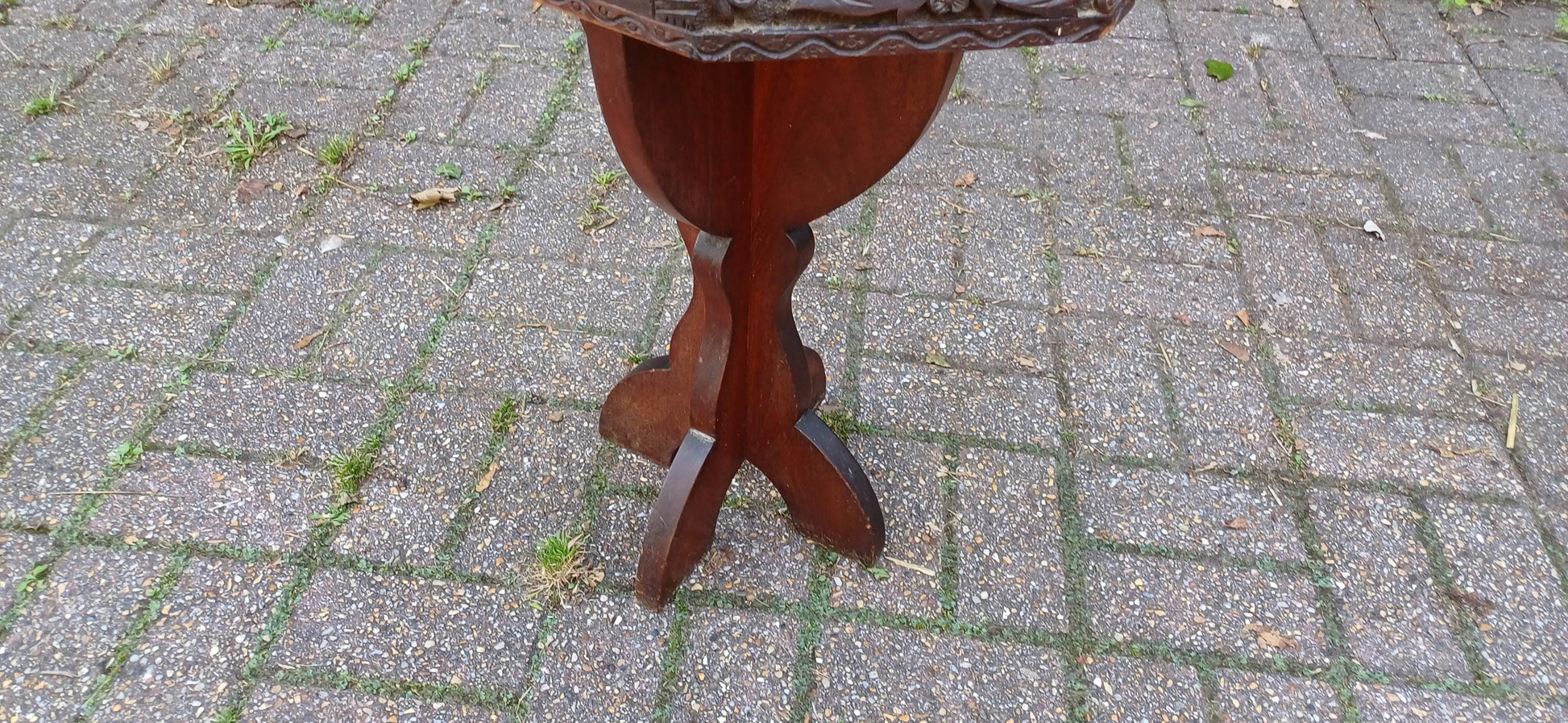 Superbly Deep Carved Vintage Hardwood Stool or Occasional Side Table.