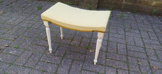 Vintage Retro Newly Upholstered Stool Painted White Wooden Legs Sherbourne.