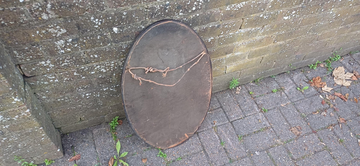 Vintage Inlaid Mahogany Oval Bevelled Mirror. Antique Reflections.