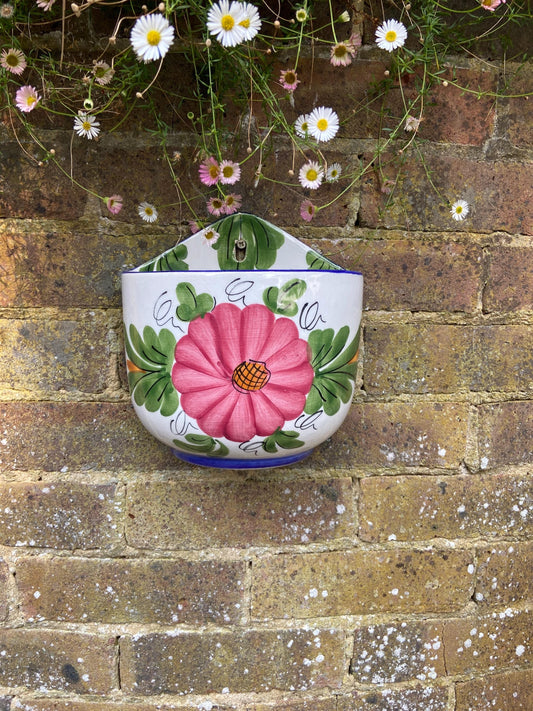 Vintage hand painted wall planter, plant pot Made in Spain, Hnos Martinez