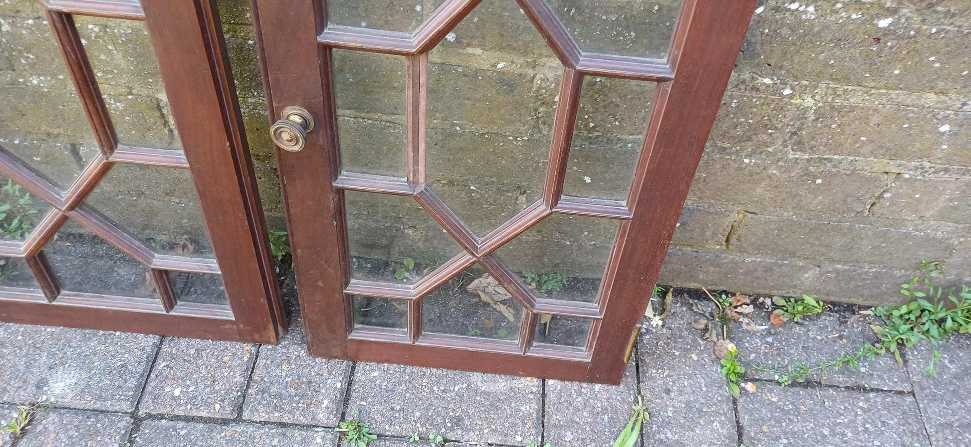 Pair of Late Victorian Astral Glazed Mahogany Doors Window Decoration or Project.