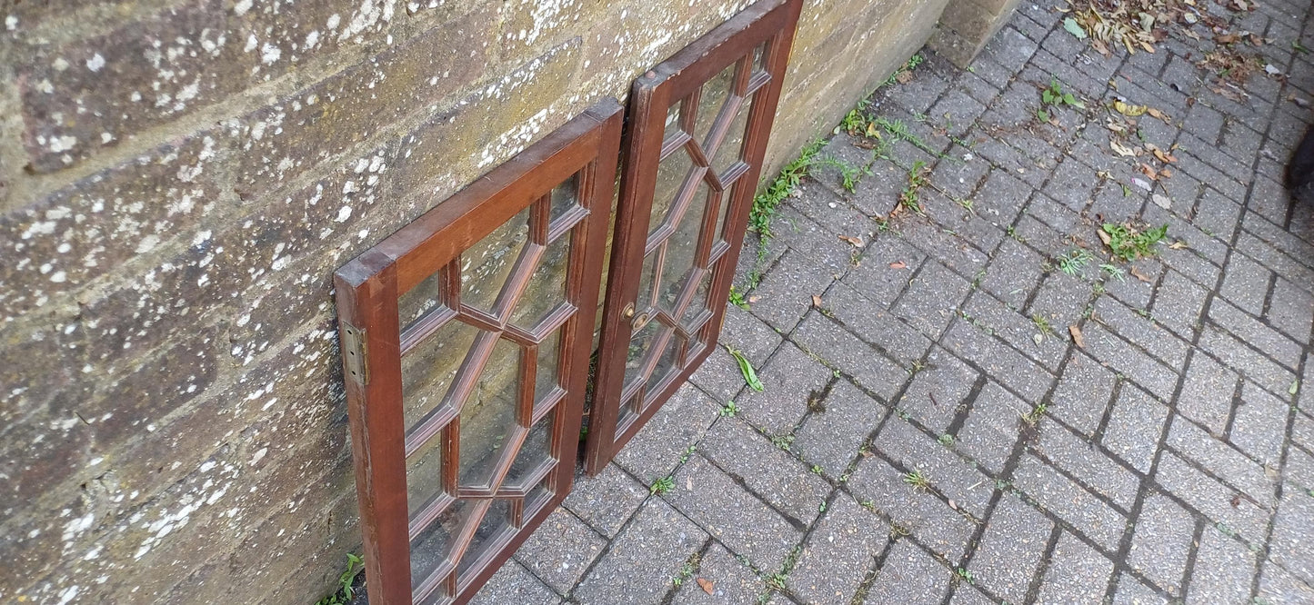 Pair of Late Victorian Astral Glazed Mahogany Doors Window Decoration or Project.