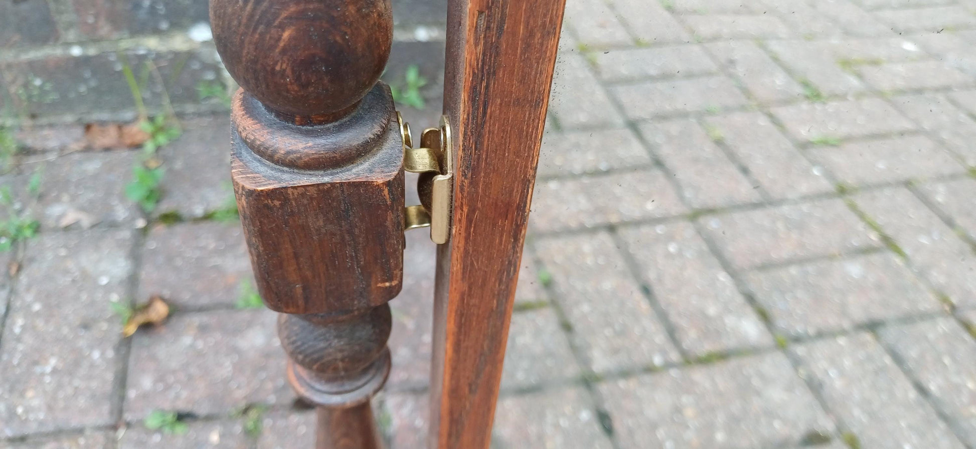 Vintage 1920s Solid Oak Dressing Table Mirror Adjustable Swing.