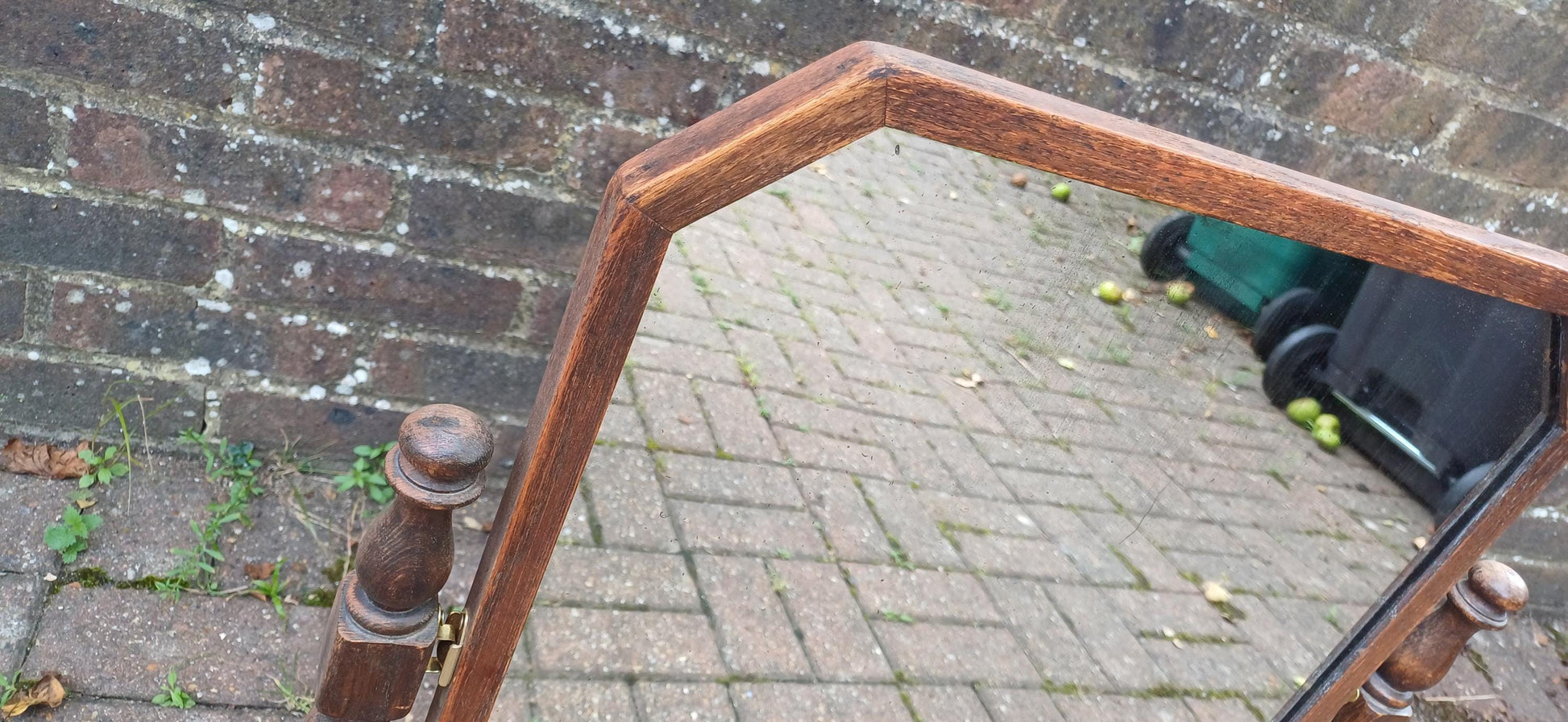 Vintage 1920s Solid Oak Dressing Table Mirror Adjustable Swing.