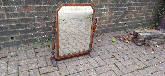 Vintage 1920s Solid Oak Dressing Table Mirror Adjustable Swing.