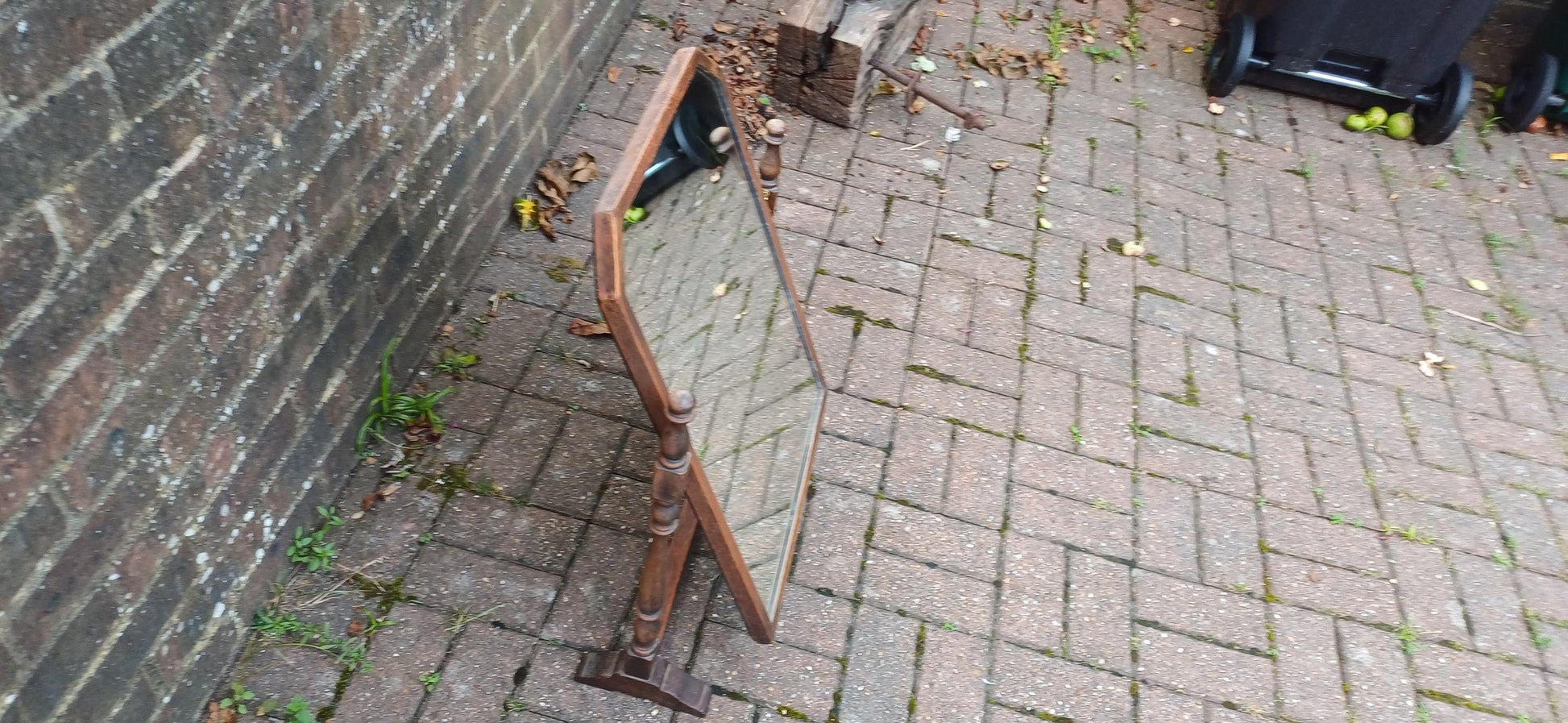 Vintage 1920s Solid Oak Dressing Table Mirror Adjustable Swing.