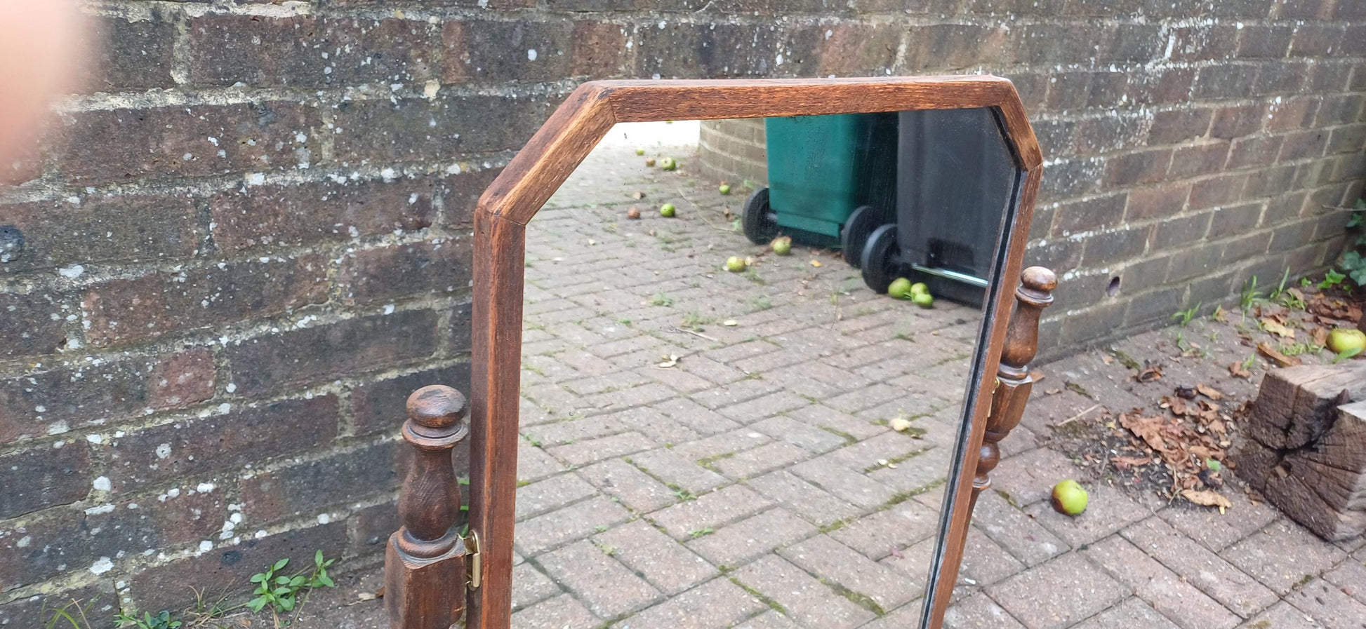 Vintage 1920s Solid Oak Dressing Table Mirror Adjustable Swing.