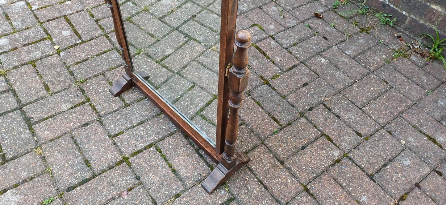 Vintage 1920s Solid Oak Dressing Table Mirror Adjustable Swing.