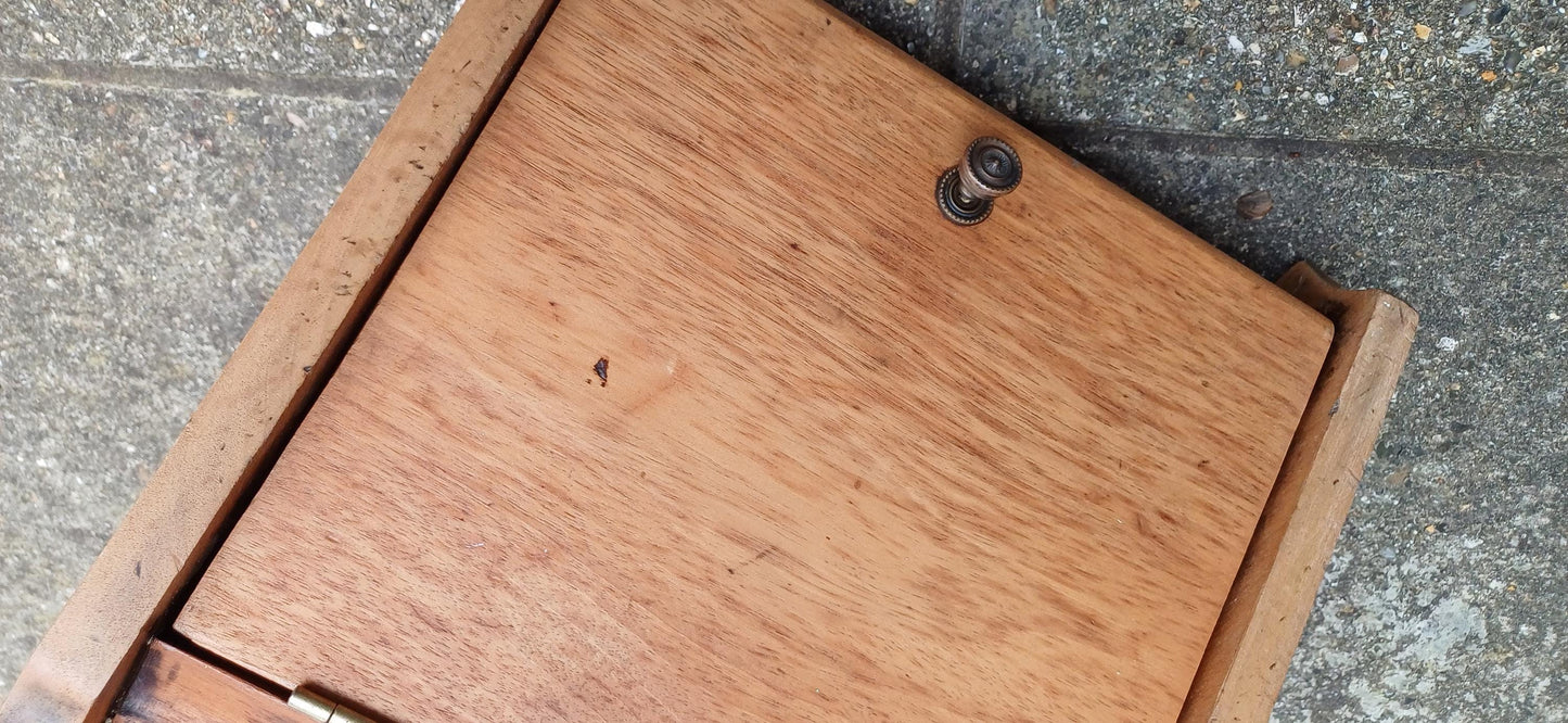 Beautiful Hand Stripped Restored Vintage Edwardian Coal Scuttle Coal Box Wood and Brass Inner Lining. Walnut or Mahogany.