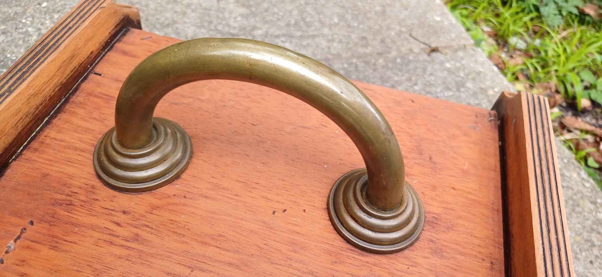 Beautiful Hand Stripped Restored Vintage Edwardian Coal Scuttle Coal Box Wood and Brass Inner Lining. Walnut or Mahogany.