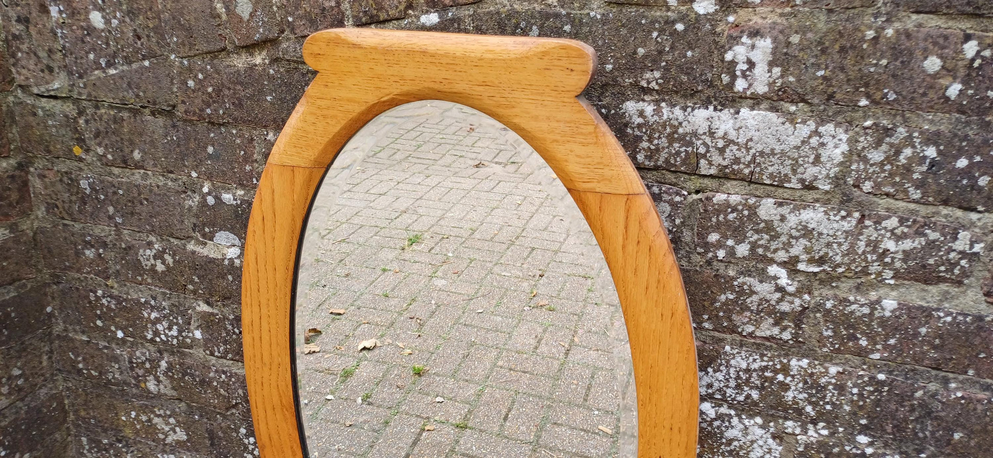 Charming Vintage Wall Large Vintage Golden Oak Wall Mirror Bevelled Glass VGC