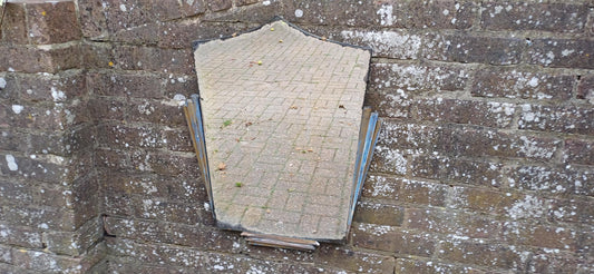 Beautiful Art Deco Part Stripped Wall Mirror Age Worn Charm. Gold and Blue. Definitely Both Shabby and Chic!