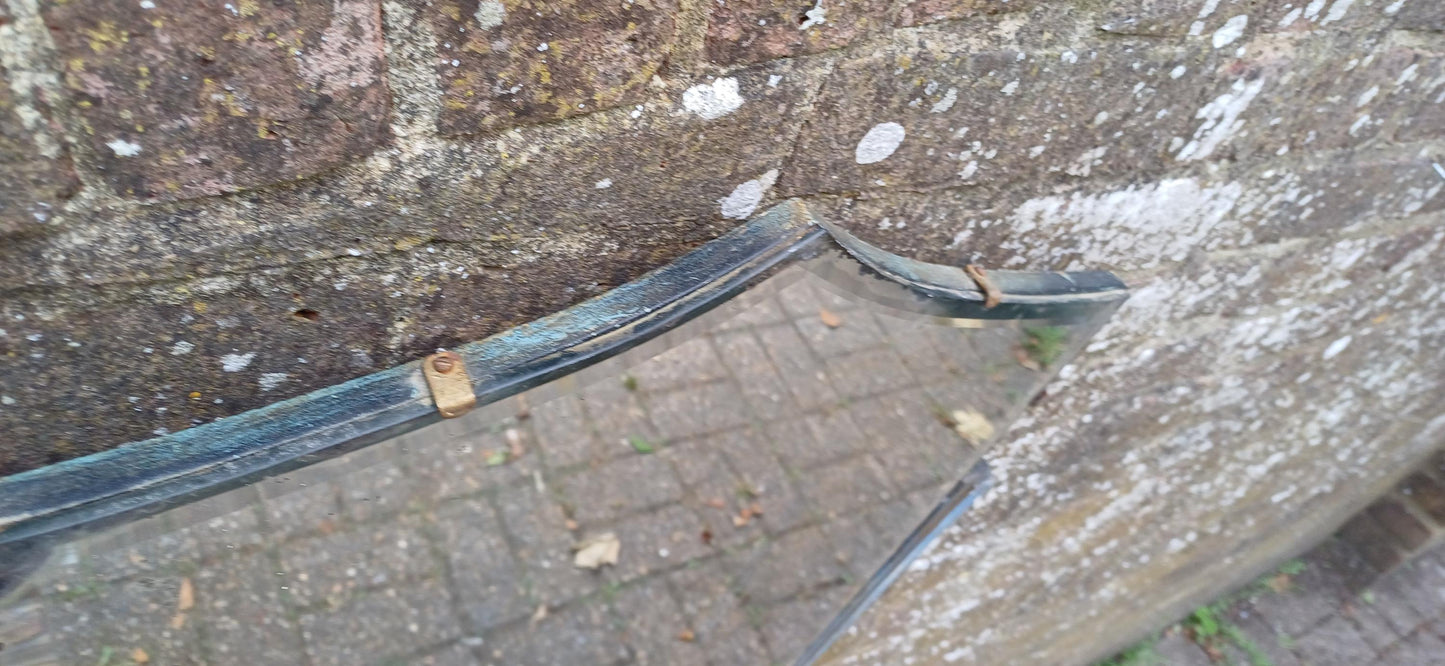 Beautiful Art Deco Part Stripped Wall Mirror Age Worn Charm. Gold and Blue. Definitely Both Shabby and Chic!