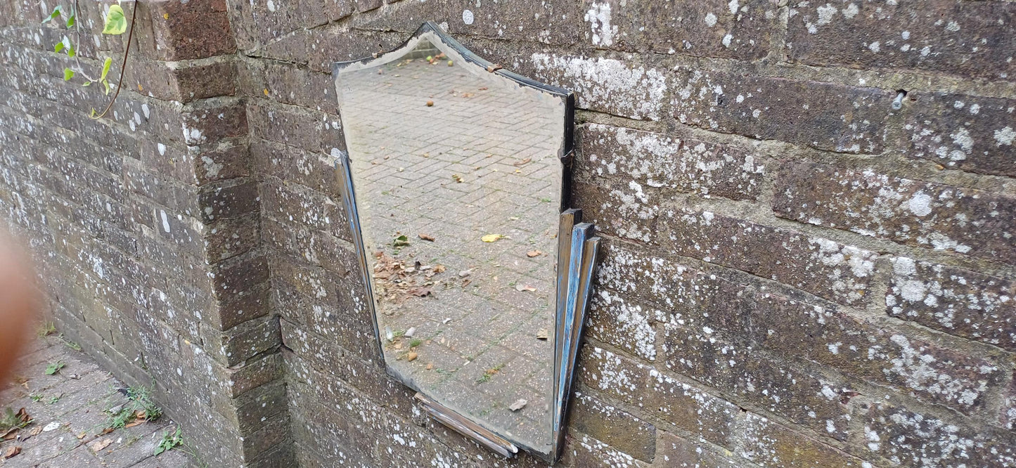 Beautiful Art Deco Part Stripped Wall Mirror Age Worn Charm. Gold and Blue. Definitely Both Shabby and Chic!