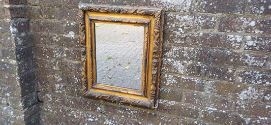 Charming Age Worn Vintage Victorian Gilt Gold Wall Mirror.