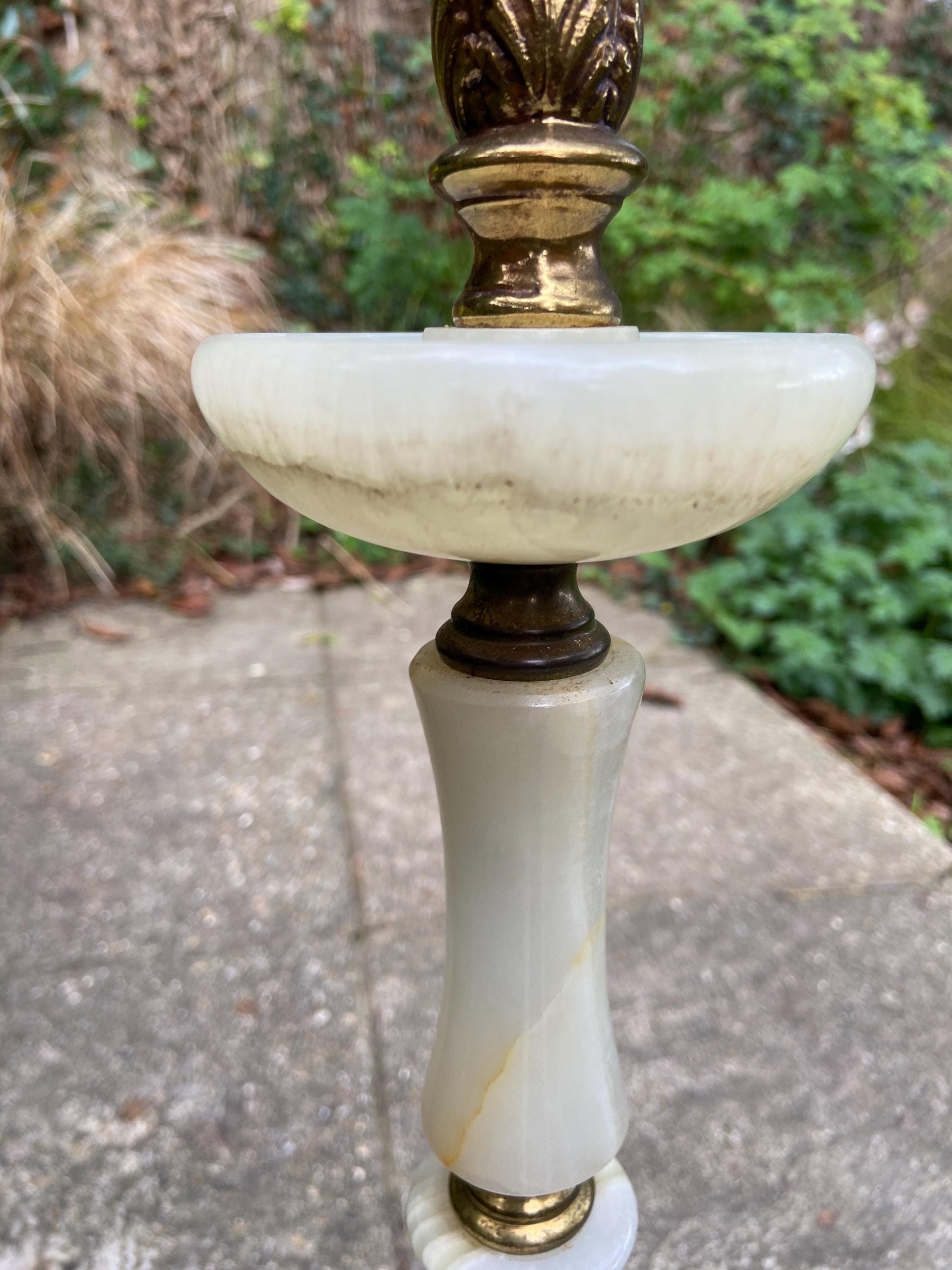 Very tall and attractive vintage onyx and metal table lamp, or floor lamp - 70cm tall