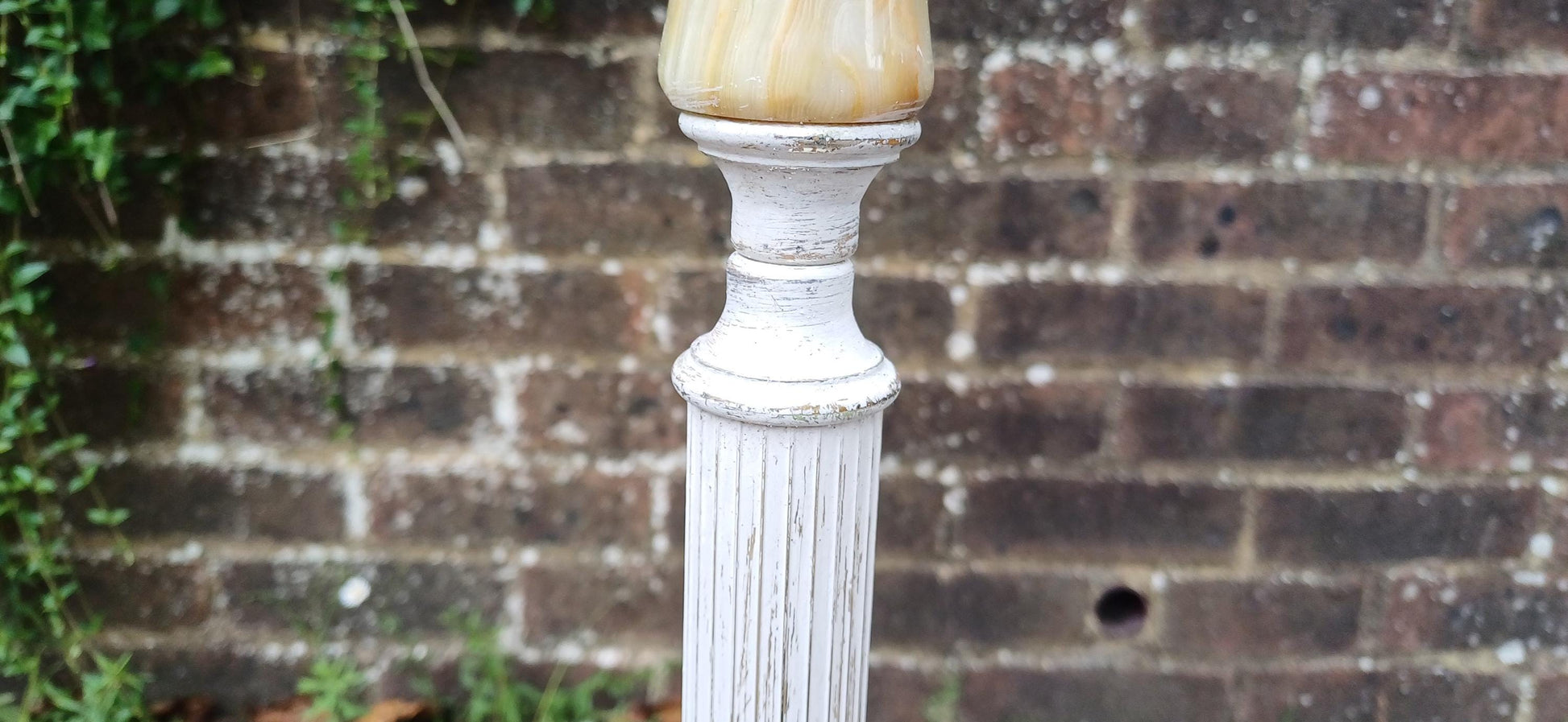 Quirky and Unique Vintage Retro Onyx and Painted Shabby Chic Standard Lamp in Working Order. Upcycled.
