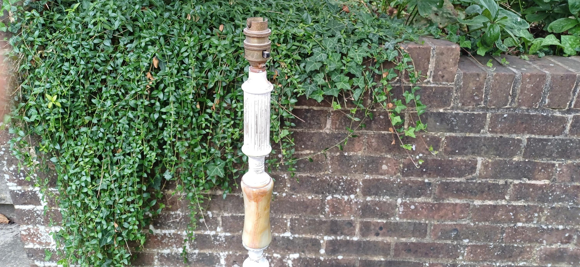 Quirky and Unique Vintage Retro Onyx and Painted Shabby Chic Standard Lamp in Working Order. Upcycled.