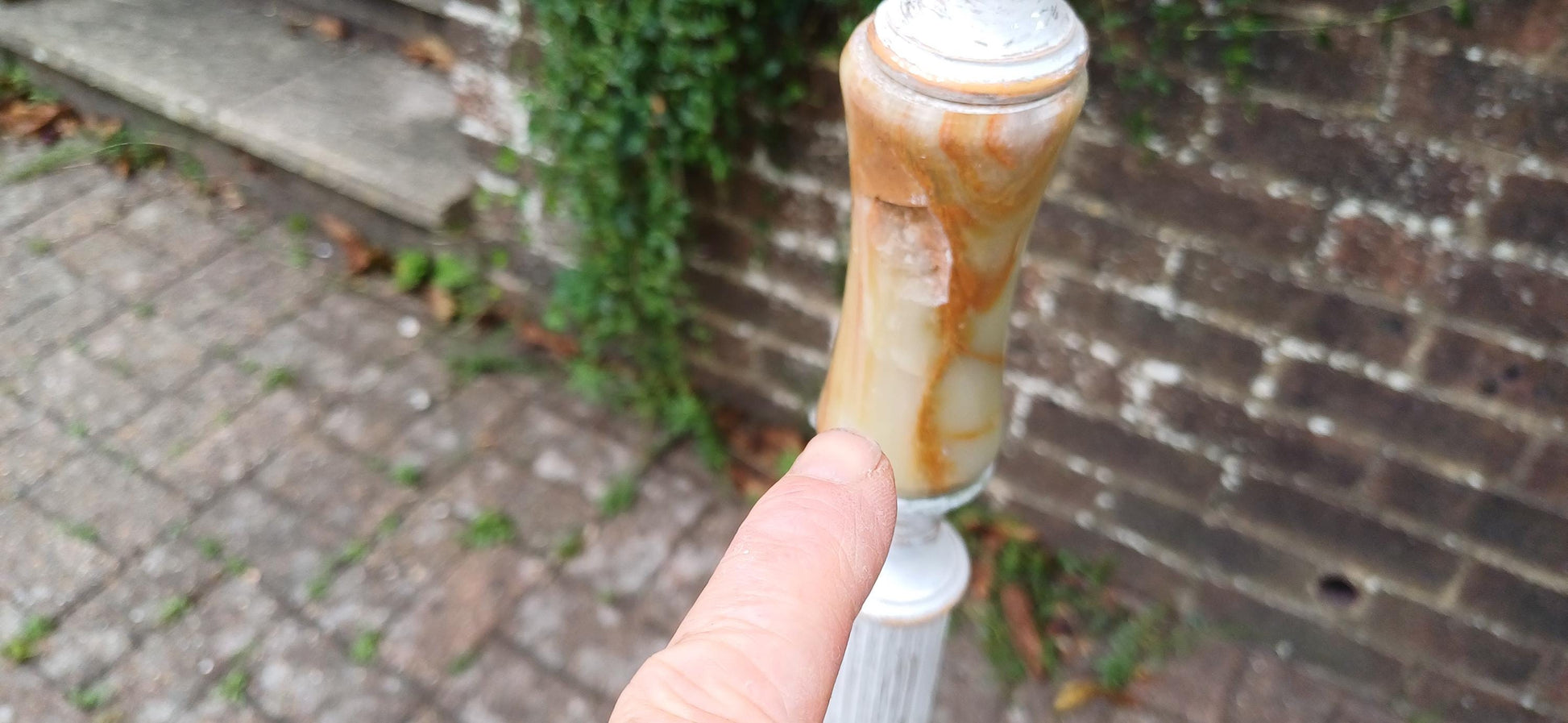 Quirky and Unique Vintage Retro Onyx and Painted Shabby Chic Standard Lamp in Working Order. Upcycled.