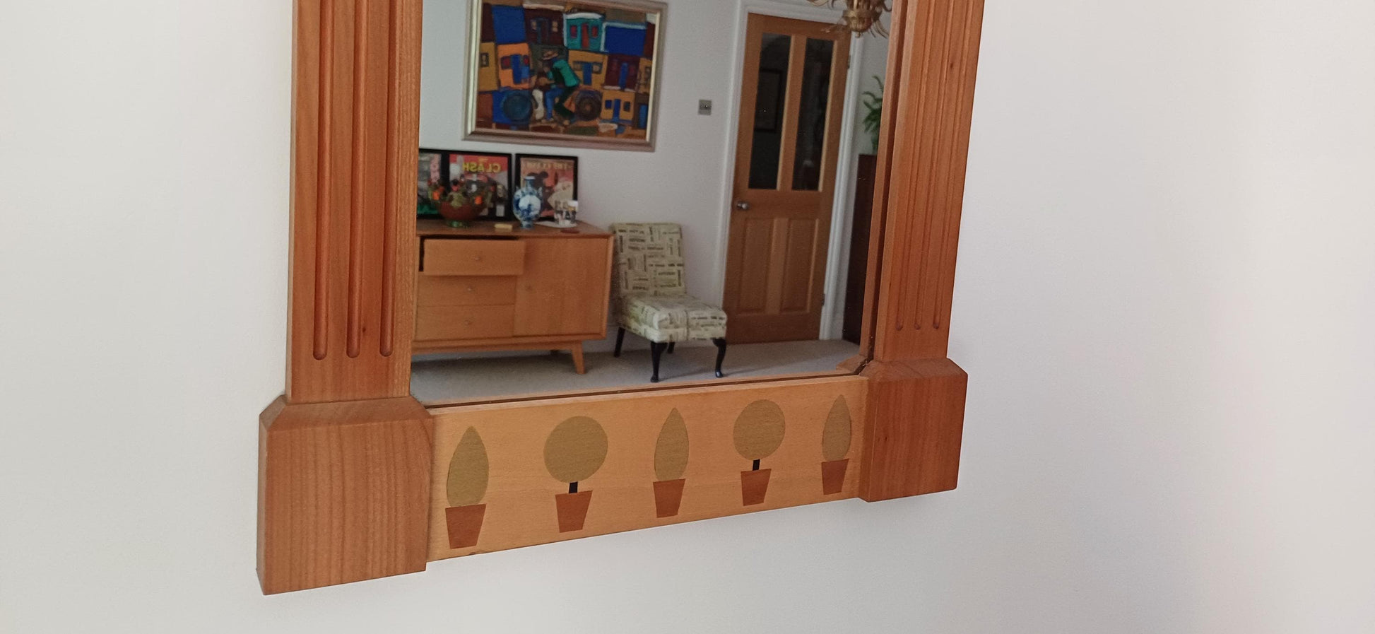 Vintage Style Quality Modern Inlaid Decorative Mirror Hardwood Shrubs and Leaves Garden Gardening.