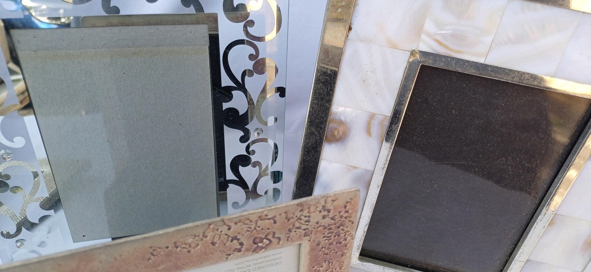 Collection of Metal and Glass Pictures Picture Frames Freestanding Framing Glazed Frame Photo Photograph Funky and Kitsch