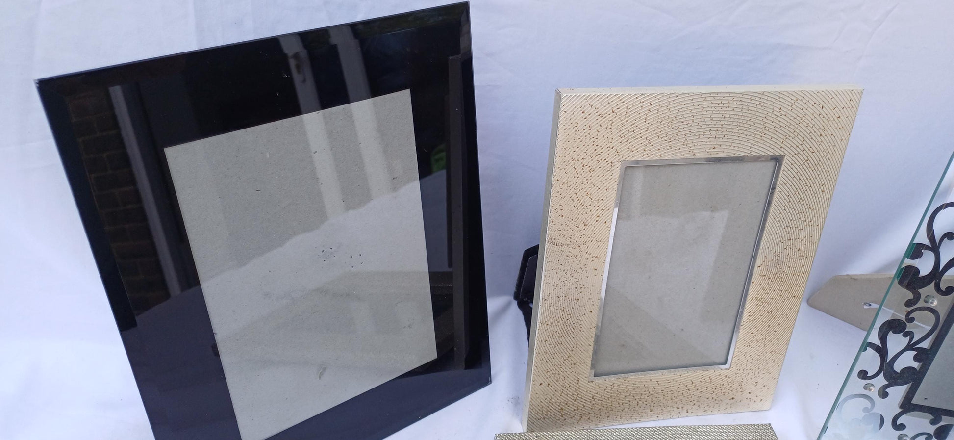 Collection of Metal and Glass Pictures Picture Frames Freestanding Framing Glazed Frame Photo Photograph Funky and Kitsch