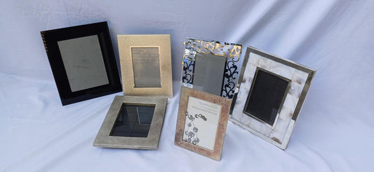 Collection of Metal and Glass Pictures Picture Frames Freestanding Framing Glazed Frame Photo Photograph Funky and Kitsch