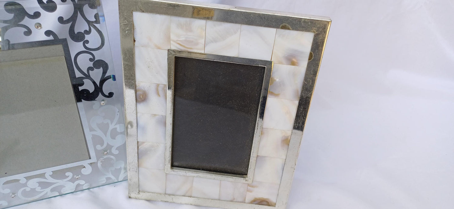 Collection of Metal and Glass Pictures Picture Frames Freestanding Framing Glazed Frame Photo Photograph Funky and Kitsch