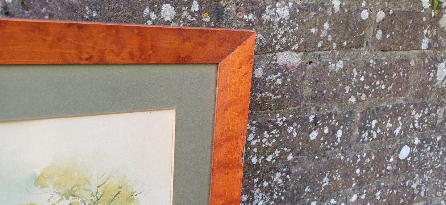 Three Huge Walnut Frames with John Cullingworth Vintage South Africa Watercolour Prints Country Houses including Mounts 67 X 58 cm