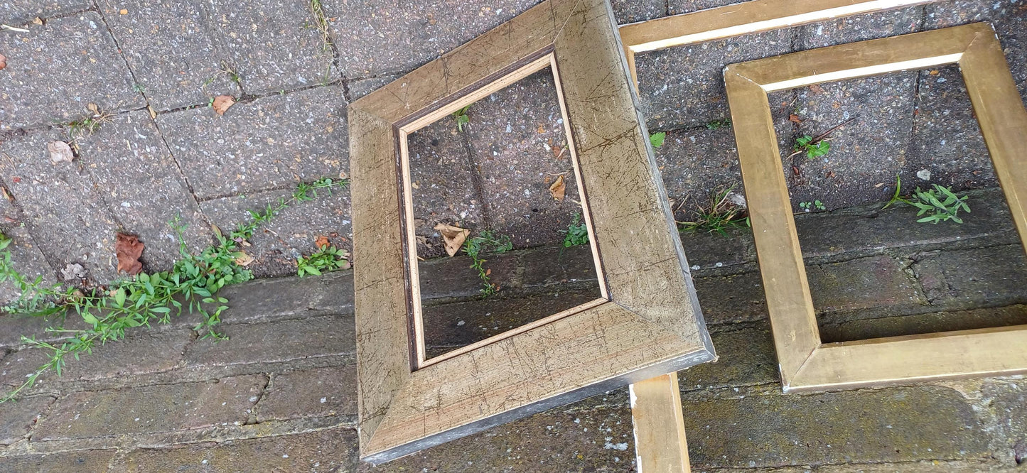 Collection of 7 Gold Gilt Vintage Pictures Picture Frames Framing Photo Photograph Artist Upcycling Project. 4 are Victorian.