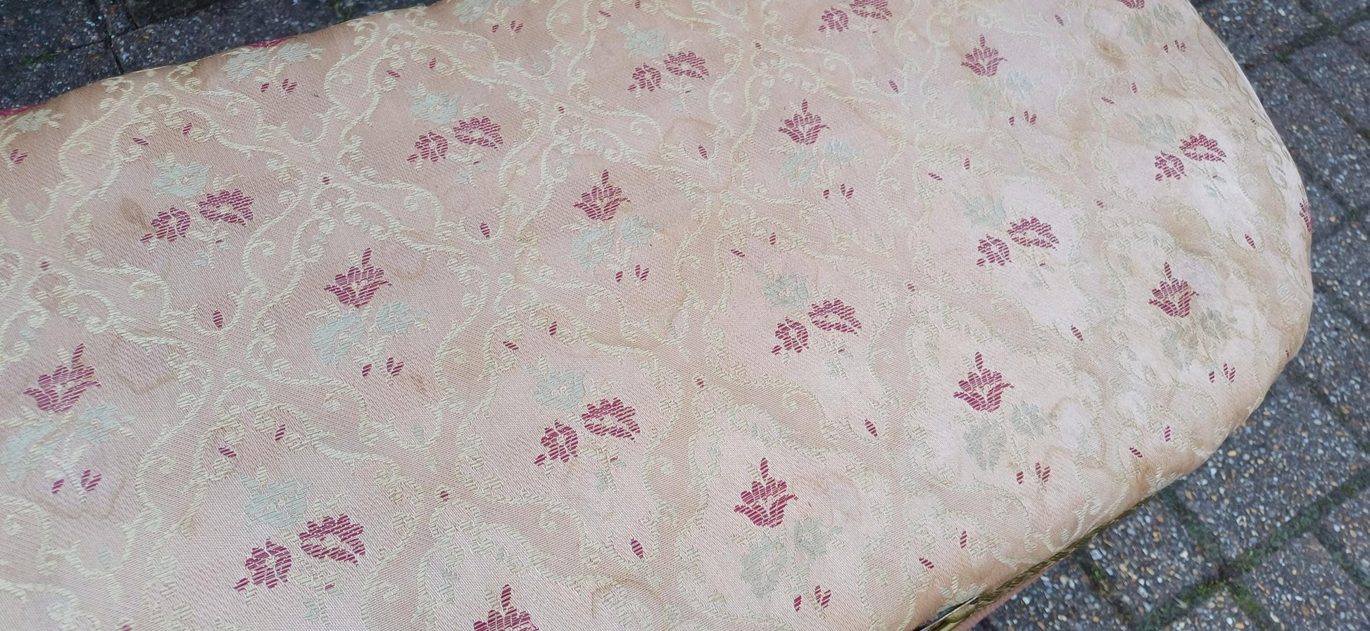 Vintage Retro Pink and Gold Upholstered Retro Ottoman Bedroom Storage Seat Settle