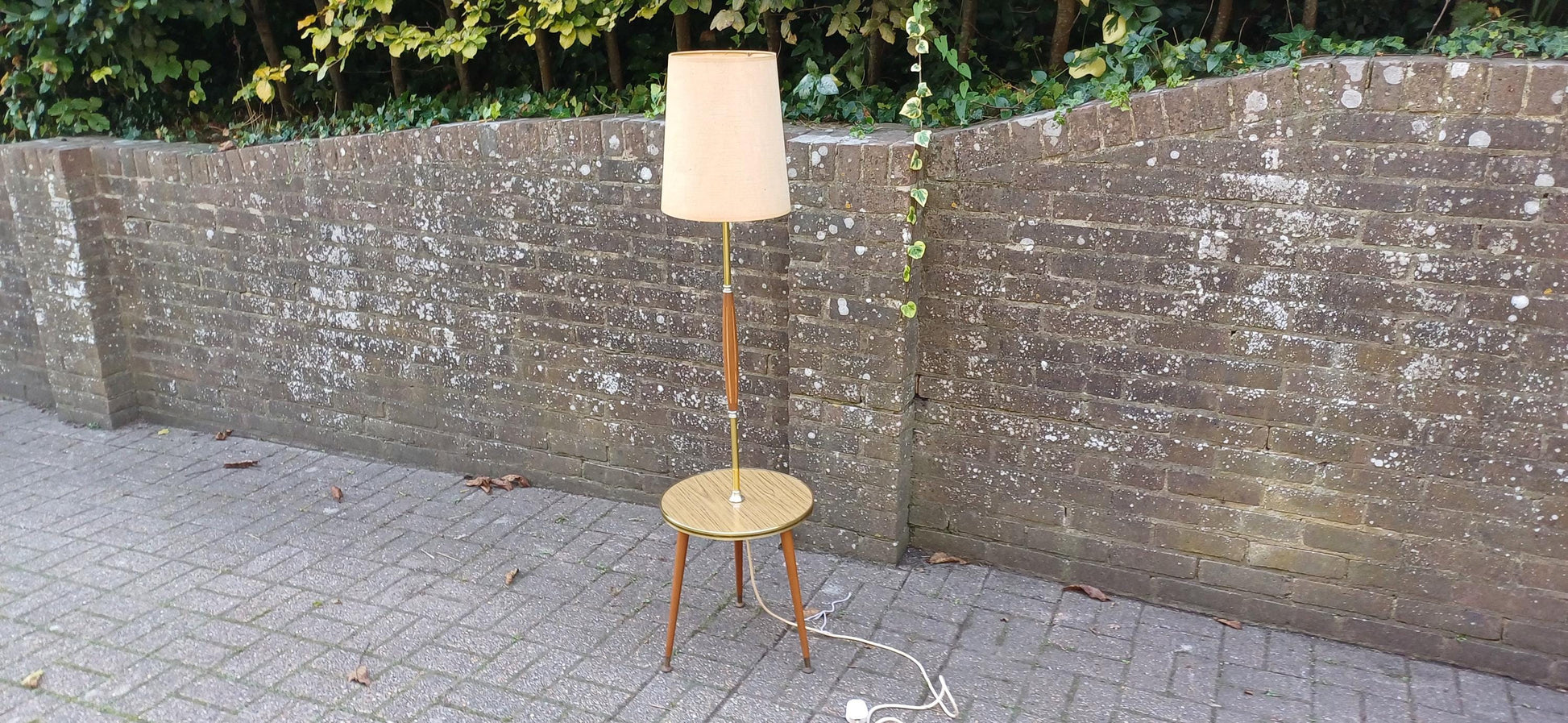 Classic Funky Working Retro Mid Century Standard Lamp Coffee Table Utility Combo with Original Shade. Free Hand Delivery.