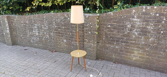 Classic Funky Working Retro Mid Century Standard Lamp Coffee Table Utility Combo with Original Shade. Free Hand Delivery.